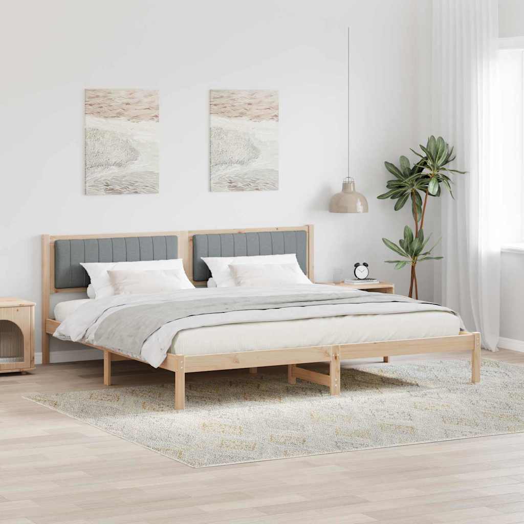 Bed Frame Light Grey 200 x 200 cm Solid Pine Wood