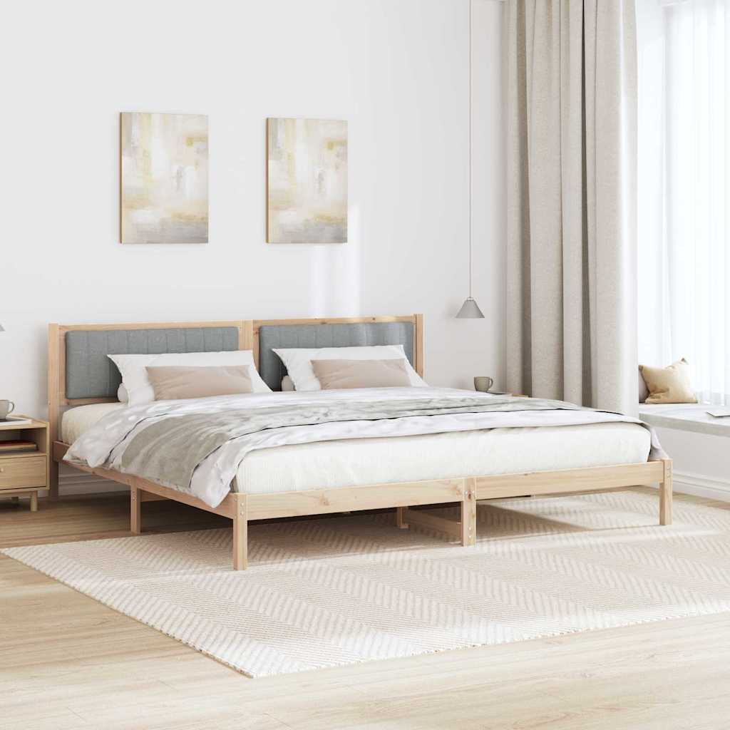 Bed Frame Light Grey 200 x 200 cm Solid Pine Wood