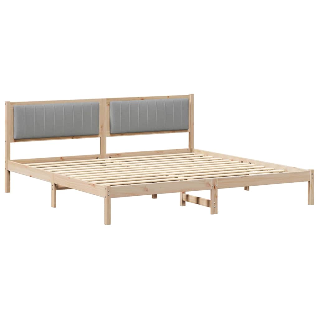 Bed Frame Light Grey 200 x 200 cm Solid Pine Wood