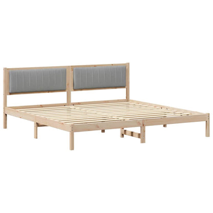 Bed Frame Light Grey 200 x 200 cm Solid Pine Wood