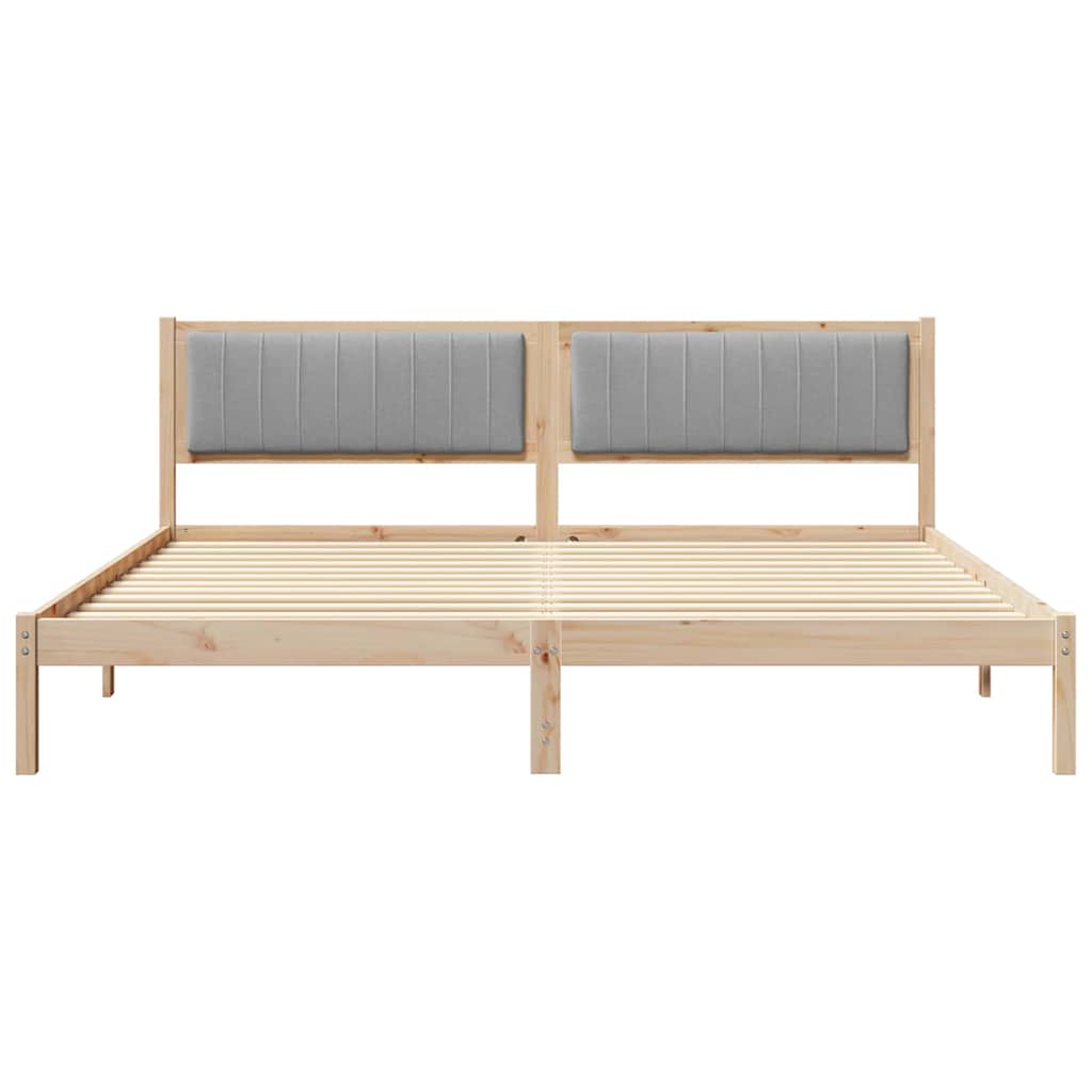 Bed Frame Light Grey 200 x 200 cm Solid Pine Wood