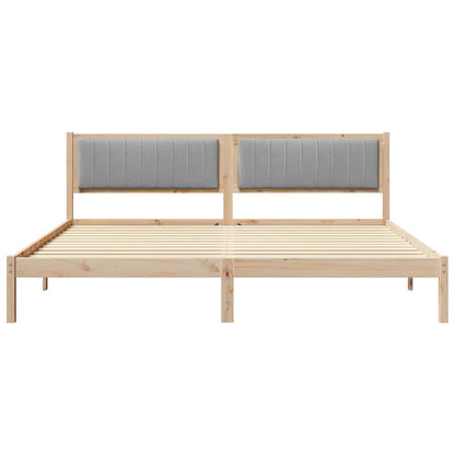 Bed Frame Light Grey 200 x 200 cm Solid Pine Wood