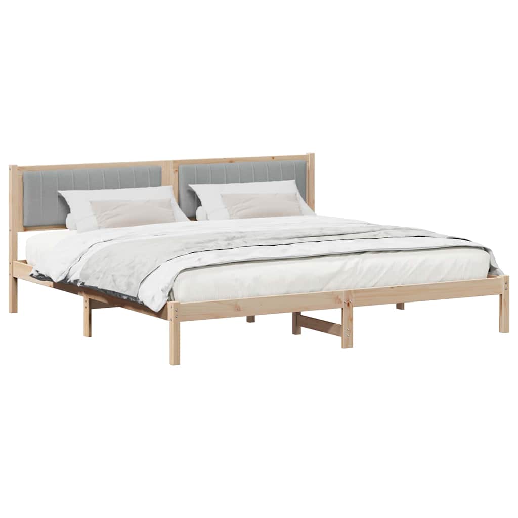 Bed Frame Light Grey 200 x 200 cm Solid Pine Wood