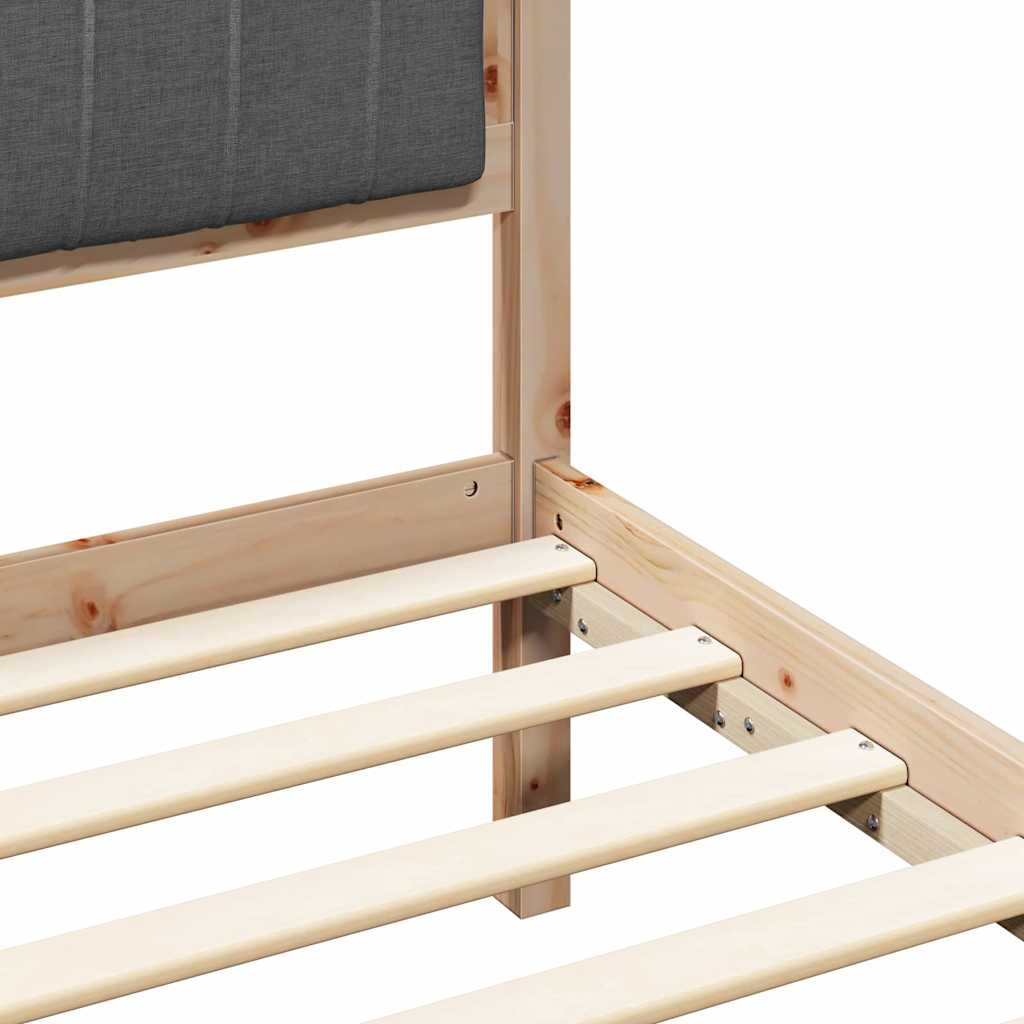Bed Frame with Headboard Dark Grey 200 x 200 cm Solid Pine Wood