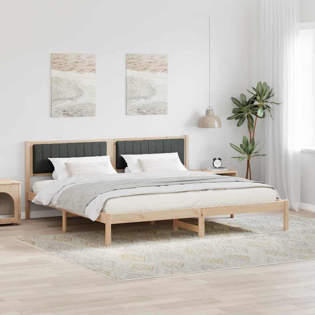 Bed Frame with Headboard Dark Grey 200 x 200 cm Solid Pine Wood