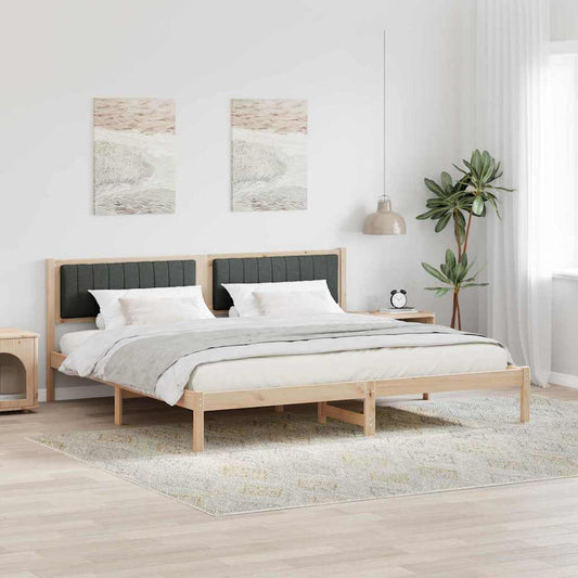 Bed Frame with Headboard Dark Grey 200 x 200 cm Solid Pine Wood