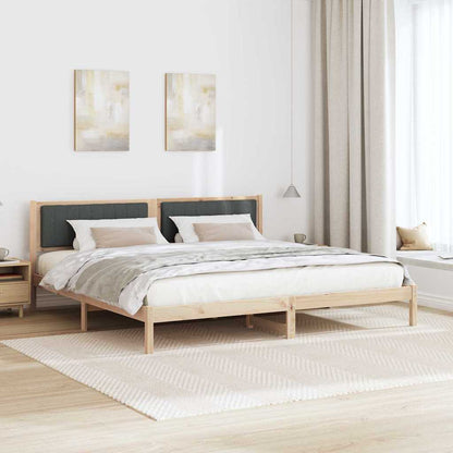 Bed Frame with Headboard Dark Grey 200 x 200 cm Solid Pine Wood
