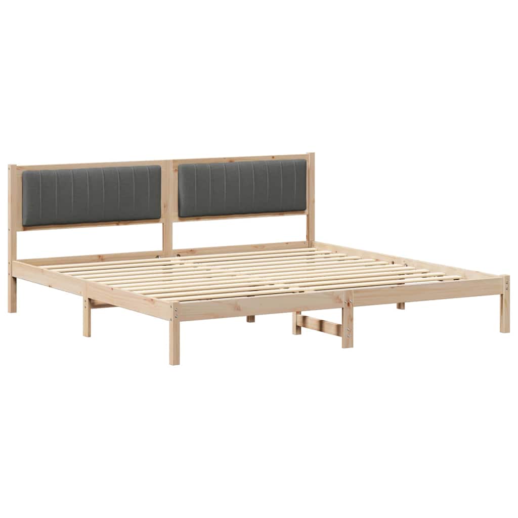 Bed Frame with Headboard Dark Grey 200 x 200 cm Solid Pine Wood