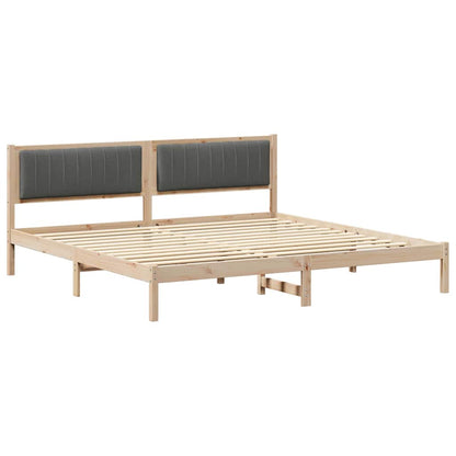 Bed Frame with Headboard Dark Grey 200 x 200 cm Solid Pine Wood