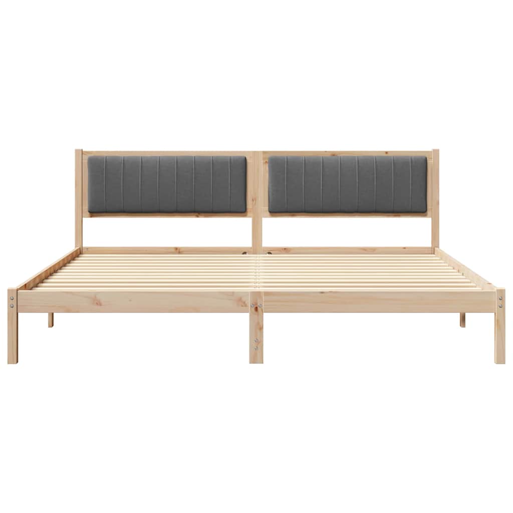 Bed Frame with Headboard Dark Grey 200 x 200 cm Solid Pine Wood