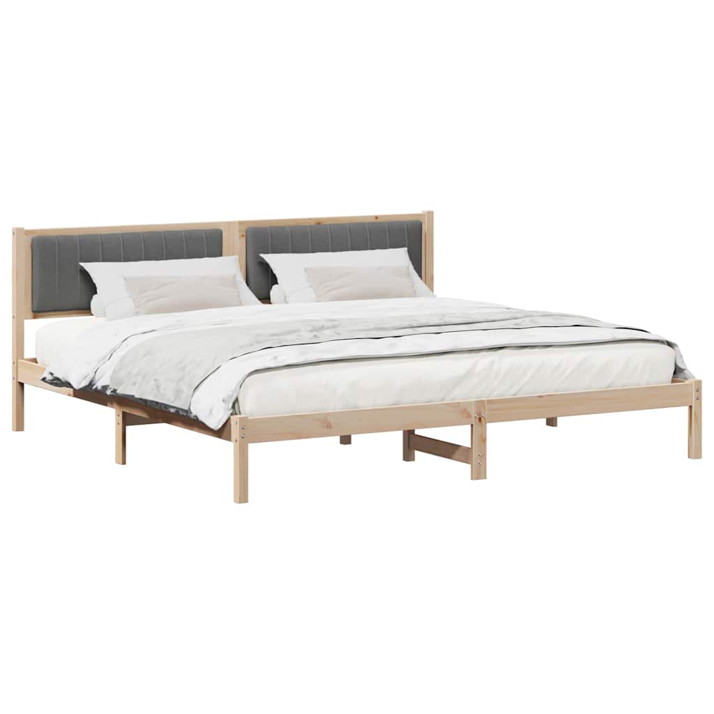 Bed Frame with Headboard Dark Grey 200 x 200 cm Solid Pine Wood