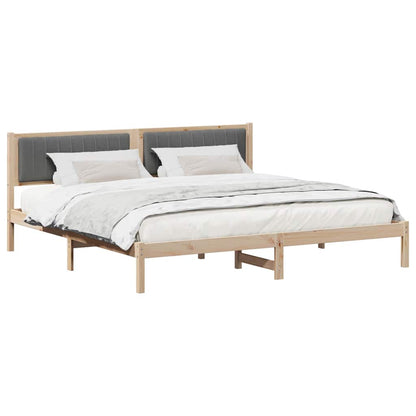 Bed Frame with Headboard Dark Grey 200 x 200 cm Solid Pine Wood