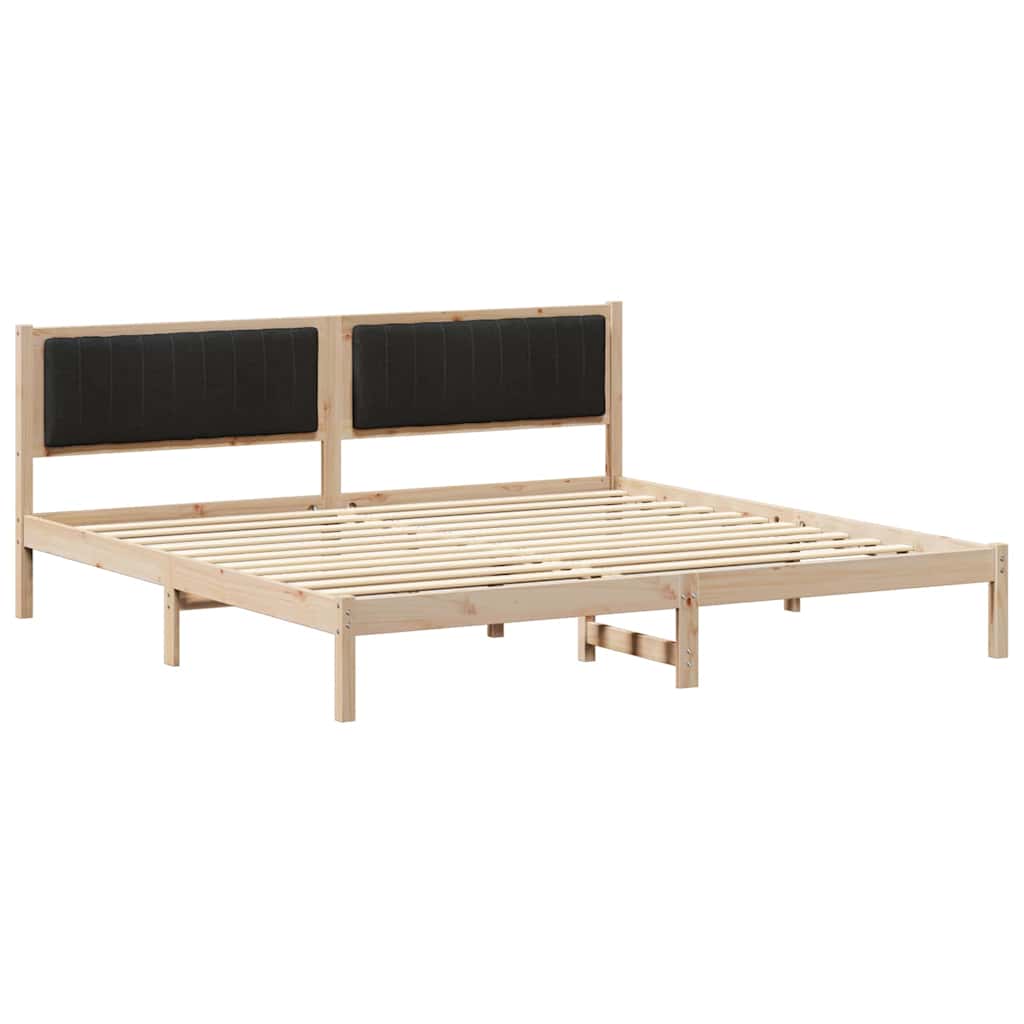 Bed Frame with Headboard Black 200 x 200 cm Solid Pine Wood