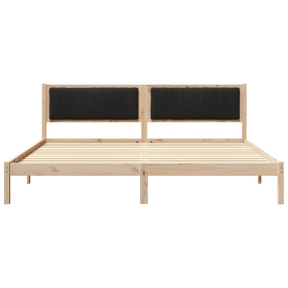 Bed Frame with Headboard Black 200 x 200 cm Solid Pine Wood