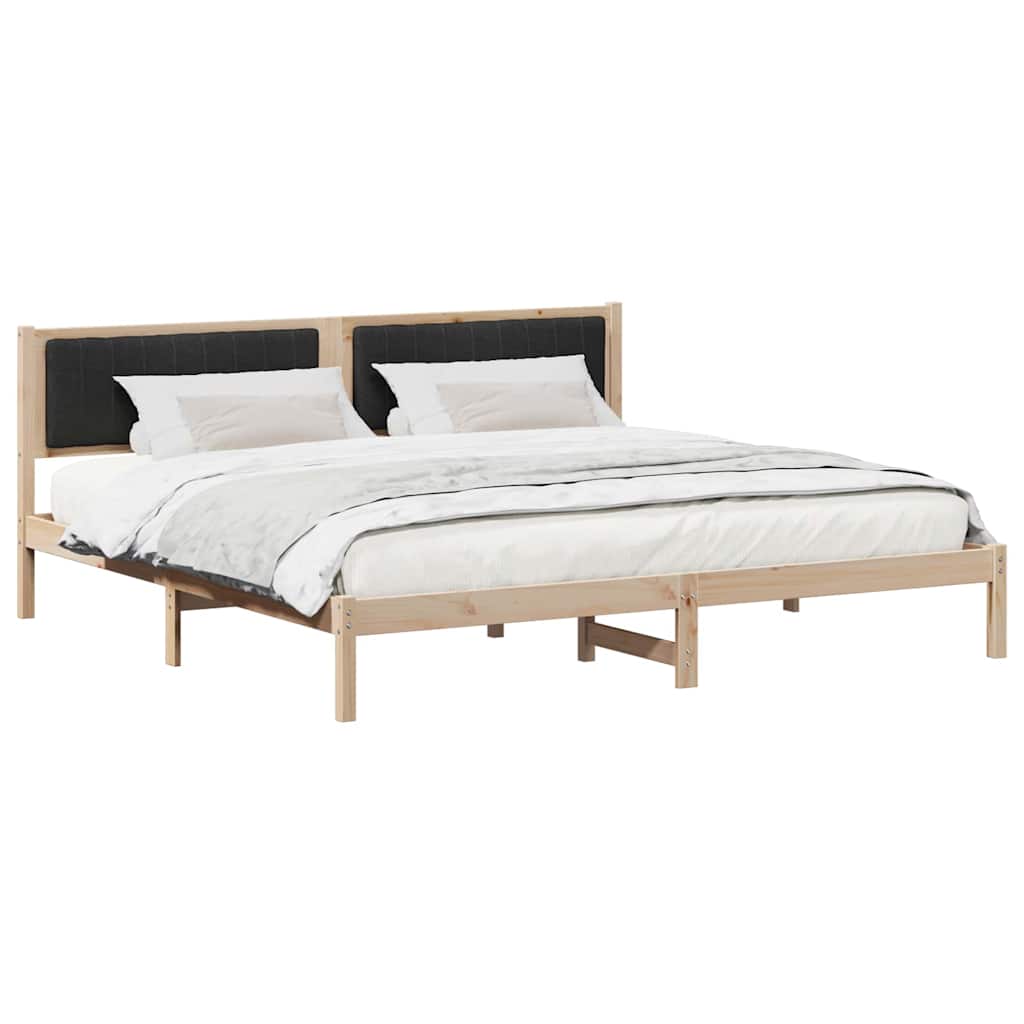 Bed Frame with Headboard Black 200 x 200 cm Solid Pine Wood
