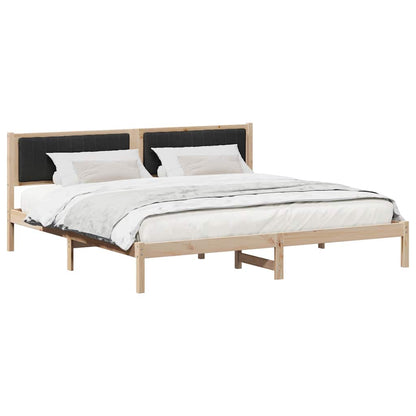 Bed Frame with Headboard Black 200 x 200 cm Solid Pine Wood