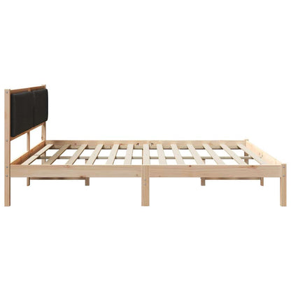 Bed Frame with Headboard Black 200 x 200 cm Solid Pine Wood