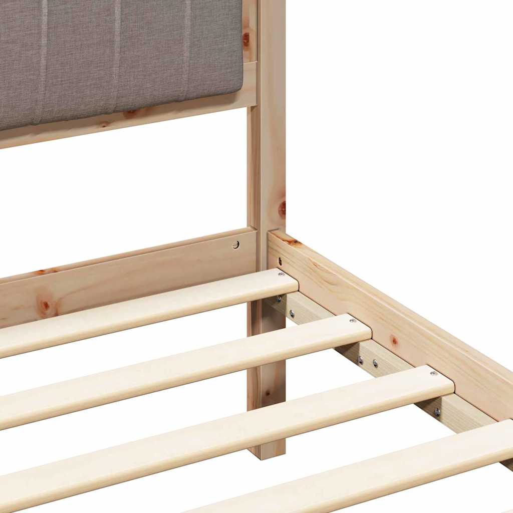 Bed Frame with Headboard Taupe 200 x 200 cm Solid Pine Wood
