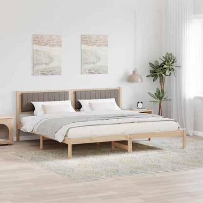Bed Frame with Headboard Taupe 200 x 200 cm Solid Pine Wood