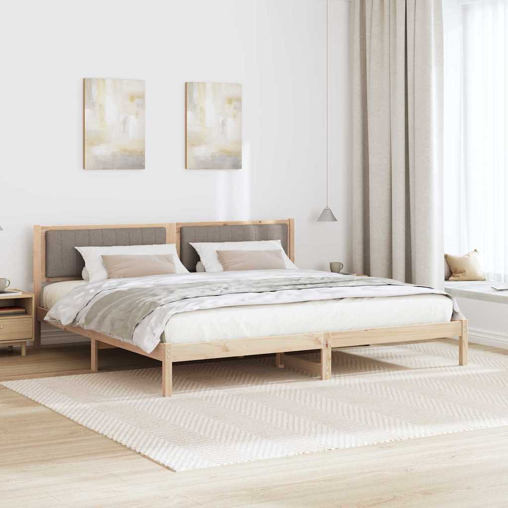 Bed Frame with Headboard Taupe 200 x 200 cm Solid Pine Wood