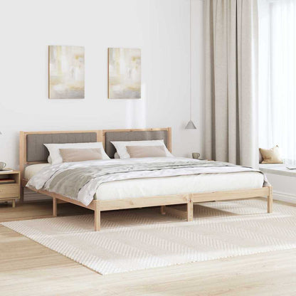 Bed Frame with Headboard Taupe 200 x 200 cm Solid Pine Wood