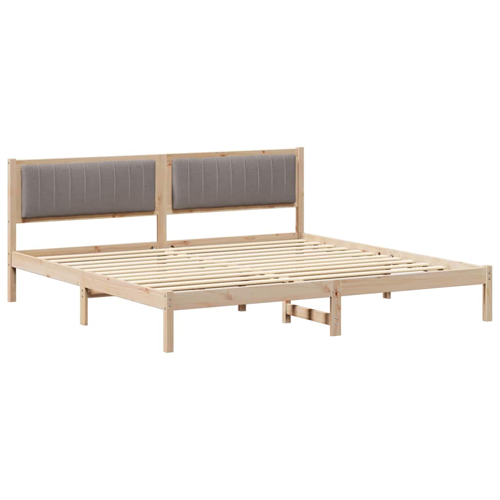 Bed Frame with Headboard Taupe 200 x 200 cm Solid Pine Wood