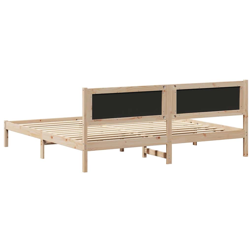 Bed Frame with Headboard Taupe 200 x 200 cm Solid Pine Wood