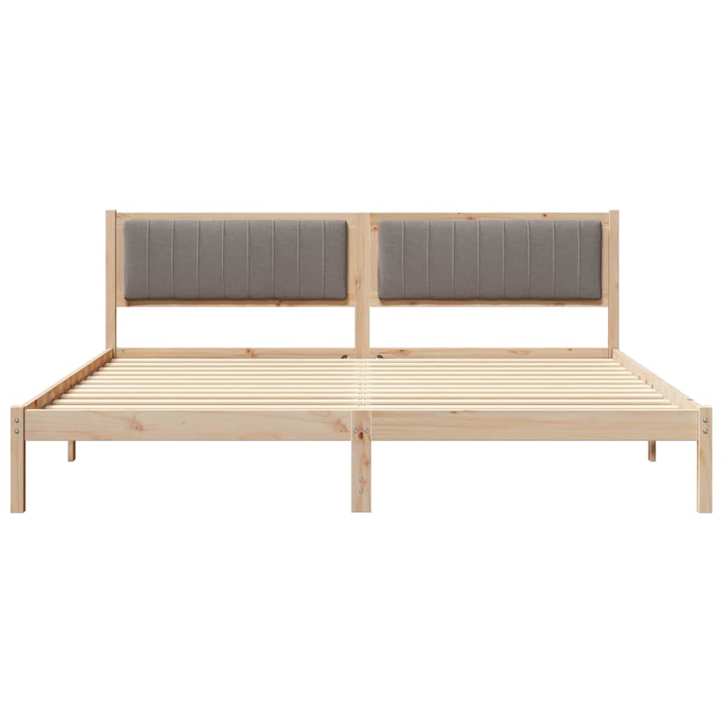 Bed Frame with Headboard Taupe 200 x 200 cm Solid Pine Wood