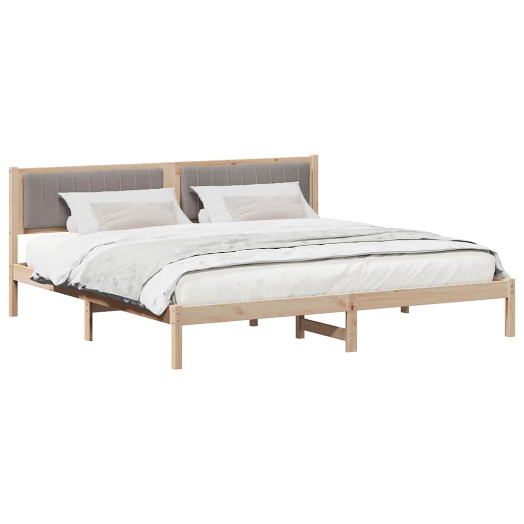 Bed Frame with Headboard Taupe 200 x 200 cm Solid Pine Wood