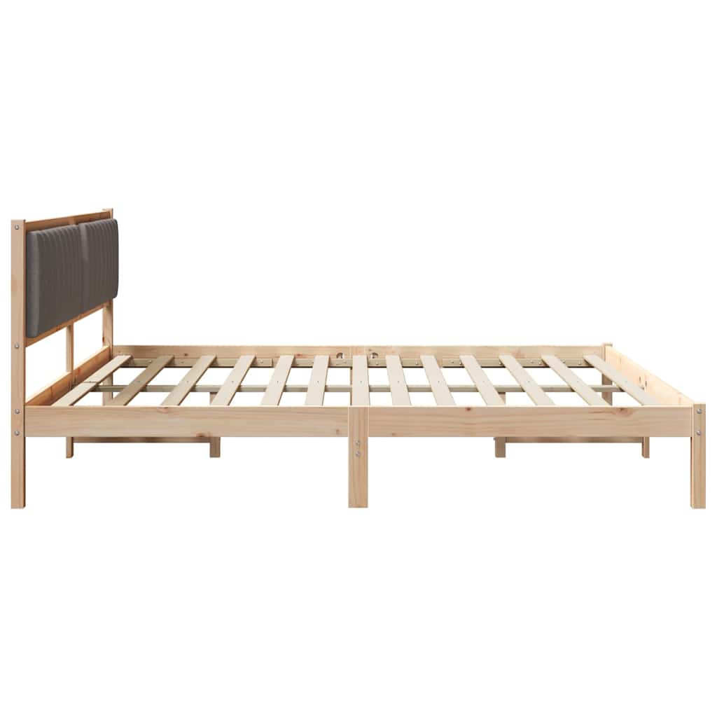 Bed Frame with Headboard Taupe 200 x 200 cm Solid Pine Wood