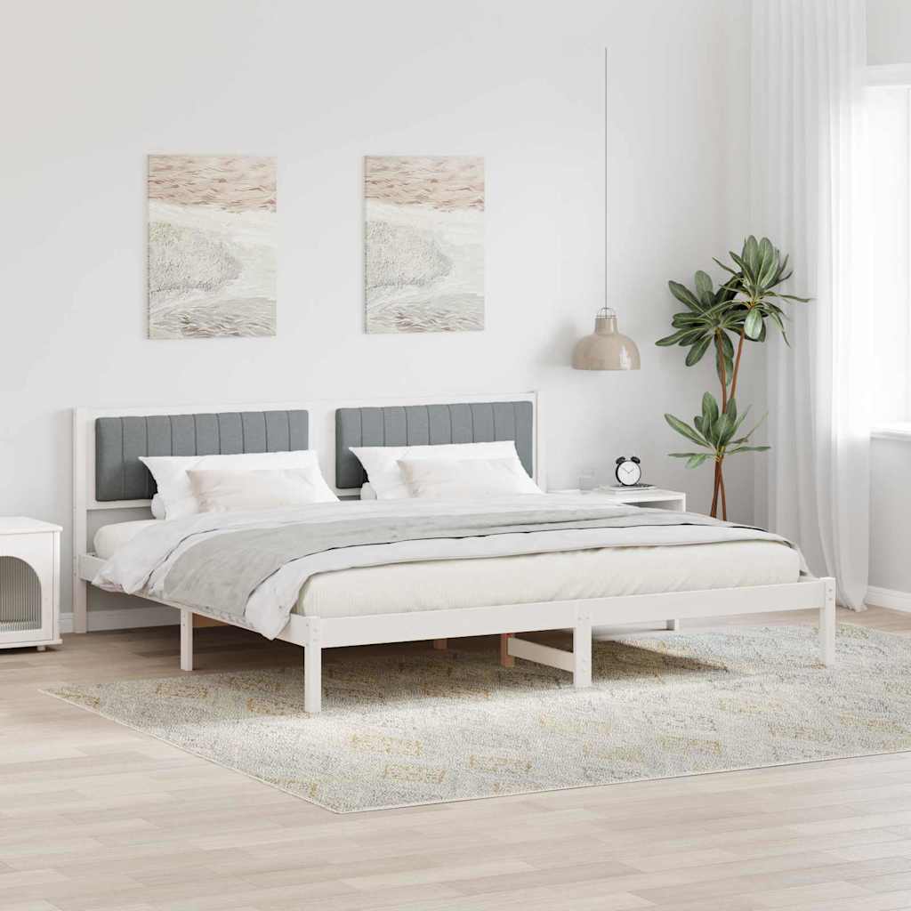 Bed Frame Light Grey 200 x 200 cm Solid Pine Wood