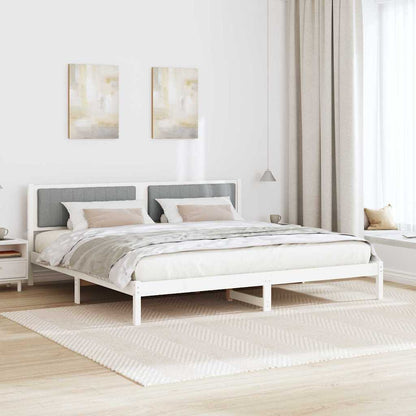 Bed Frame Light Grey 200 x 200 cm Solid Pine Wood