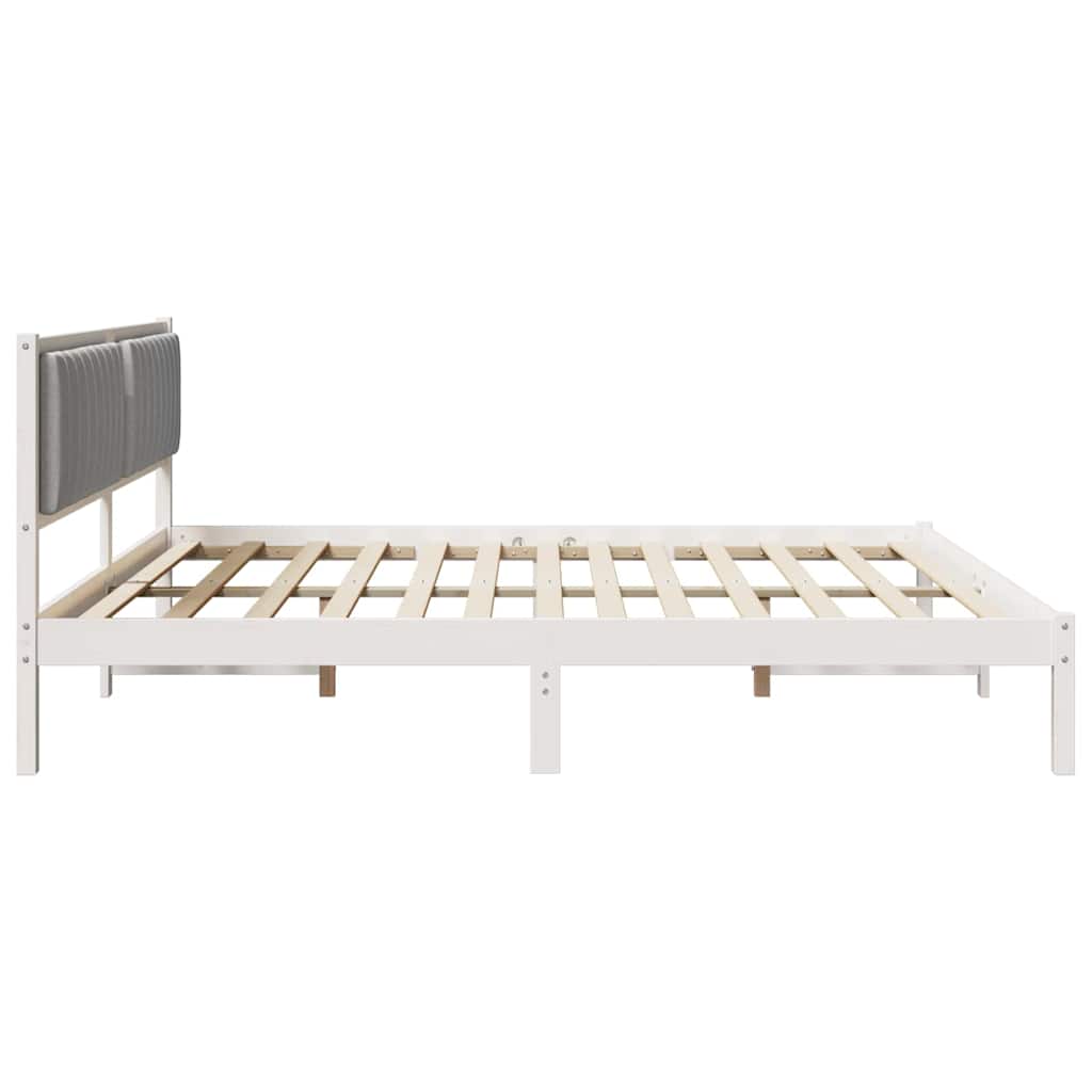 Bed Frame Light Grey 200 x 200 cm Solid Pine Wood