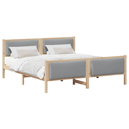 Bed Frame with Headboard Light Grey 200 x 200 cm Fabric