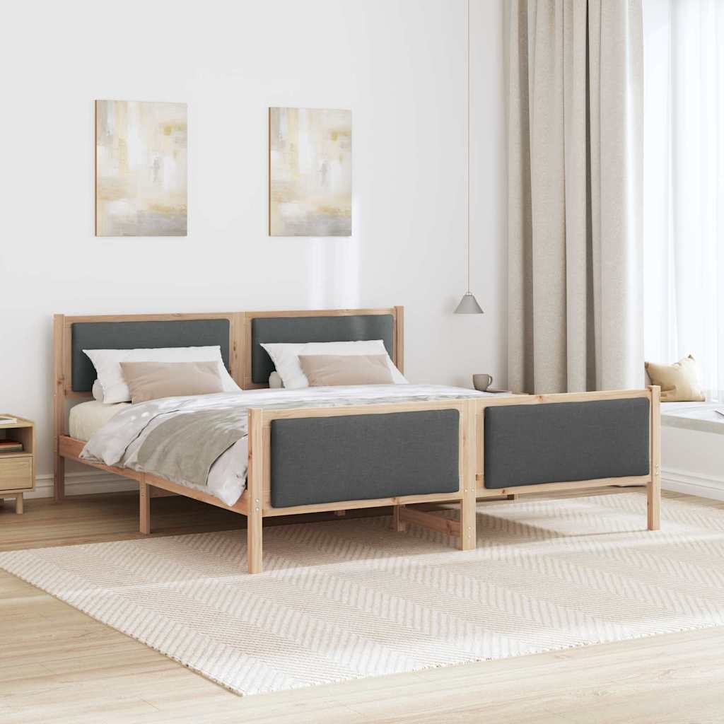 Bed Frame with Headboard Dark Grey 200 x 200 cm Fabric