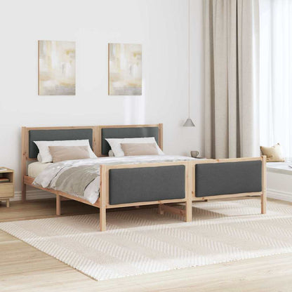 Bed Frame with Headboard Dark Grey 200 x 200 cm Fabric