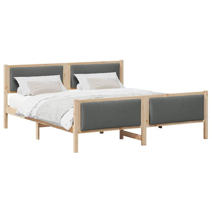 Bed Frame with Headboard Dark Grey 200 x 200 cm Fabric