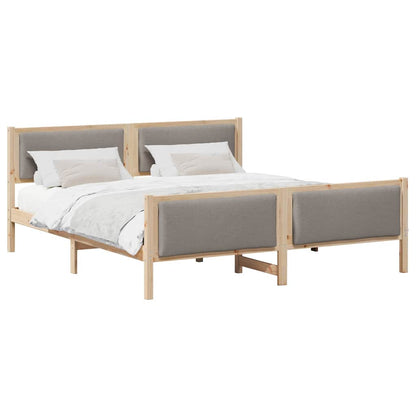 Bed Frame with Headboard Taupe 200 x 200 cm Fabric