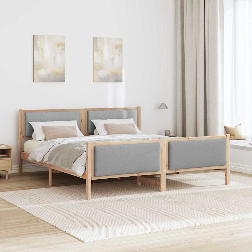 Bed Frame with Headboard Light Grey 180 x 200 cm Fabric