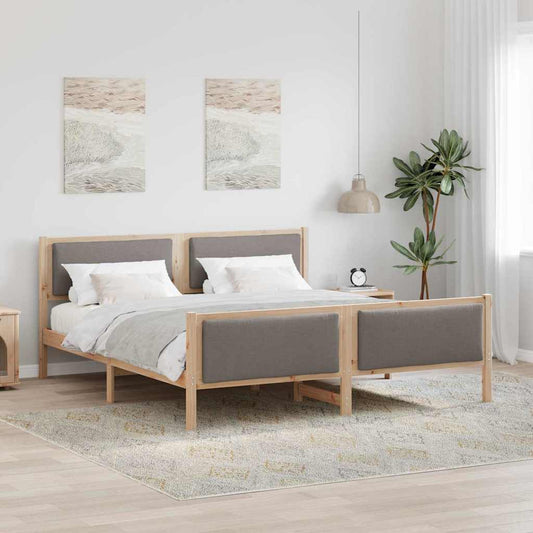 Bed Frame with Headboard Taupe 180 x 200 cm Fabric