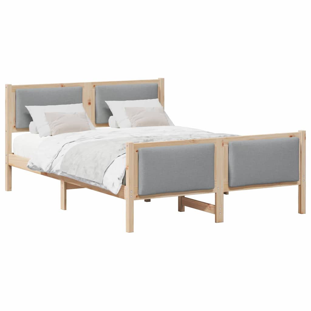 Bed Frame with Headboard Light Grey 140 x 200 cm Fabric
