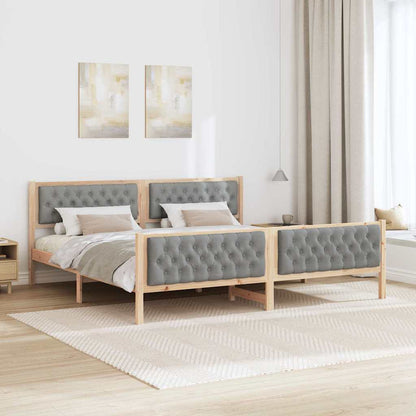 Bed Frame Light Grey 200 x 200 cm Solid Pine Wood