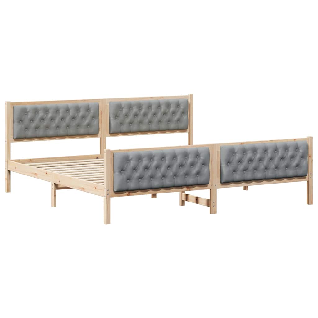 Bed Frame Light Grey 200 x 200 cm Solid Pine Wood