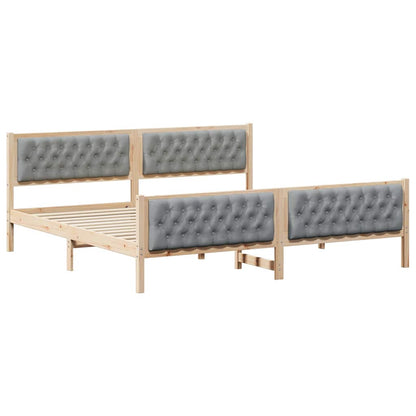 Bed Frame Light Grey 200 x 200 cm Solid Pine Wood