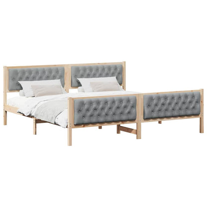 Bed Frame Light Grey 200 x 200 cm Solid Pine Wood