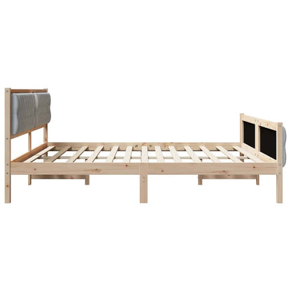 Bed Frame Light Grey 200 x 200 cm Solid Pine Wood