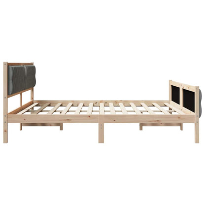 Bed Frame with Headboard Dark Grey 200 x 200 cm Solid Pine Wood