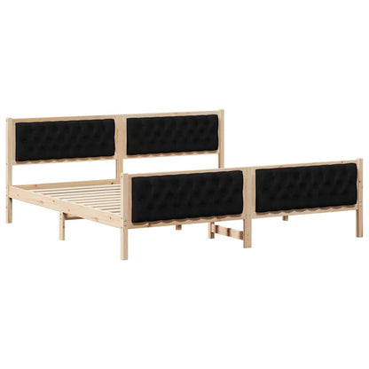 Bed Frame with Headboard Black 200 x 200 cm Solid Pine Wood