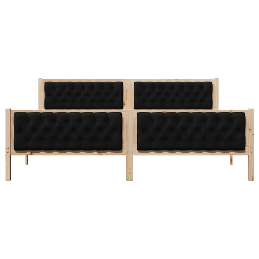 Bed Frame with Headboard Black 200 x 200 cm Solid Pine Wood