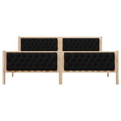 Bed Frame with Headboard Black 200 x 200 cm Solid Pine Wood